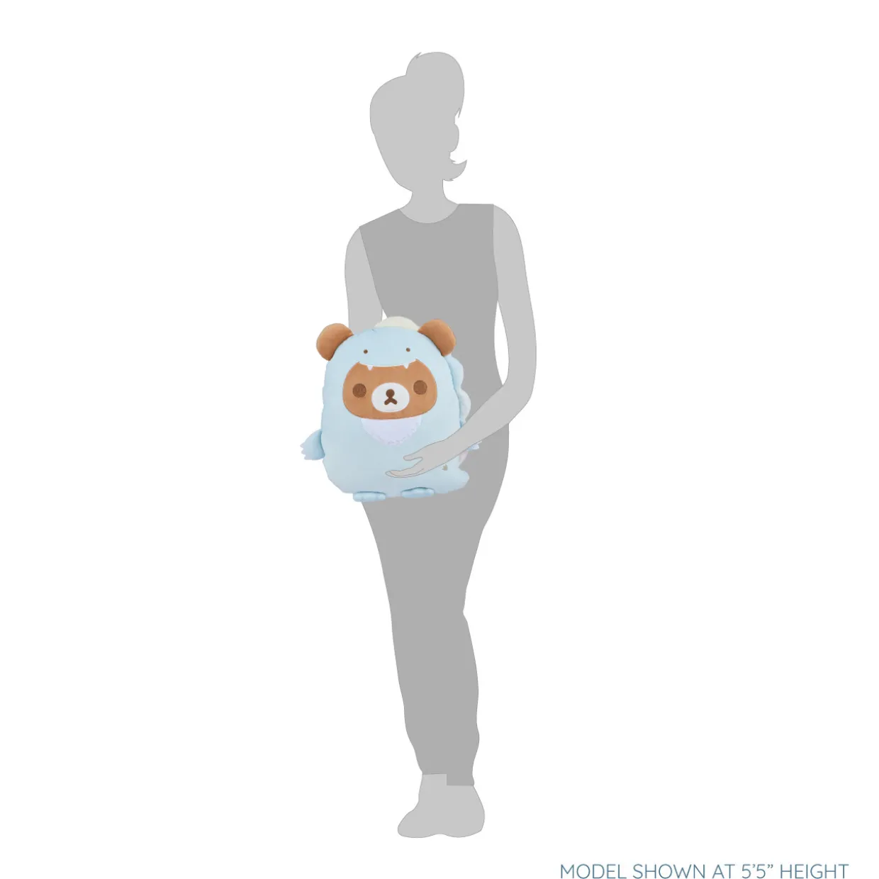 Rilakkuma Chairoikoguma San-X Original Plays with Dino Flat Mochi Series Plush - Pastel Blue | Rilakkuma | Plush