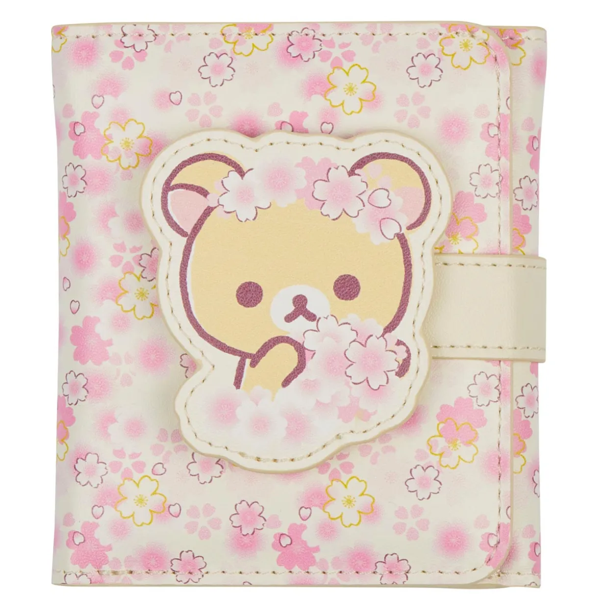 Rilakkuma Ko Sakura Cherry Blossom Pu Leather Tri-Fold Wallet Pouch | Apparel