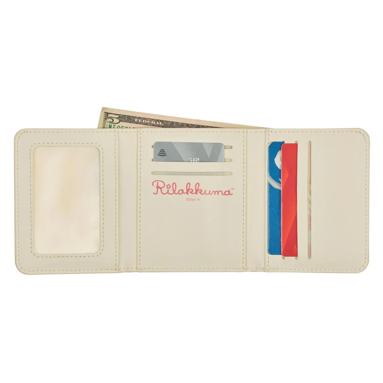 Rilakkuma Ko Sakura Cherry Blossom Pu Leather Tri-Fold Wallet Pouch | Apparel