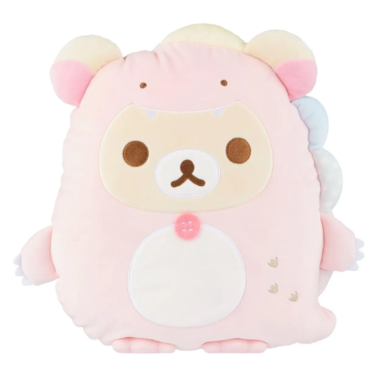 Rilakkuma Ko San-X Original Plays with Dino Flat Mochi Series Plush - Pastel Pink | Rilakkuma | Plush