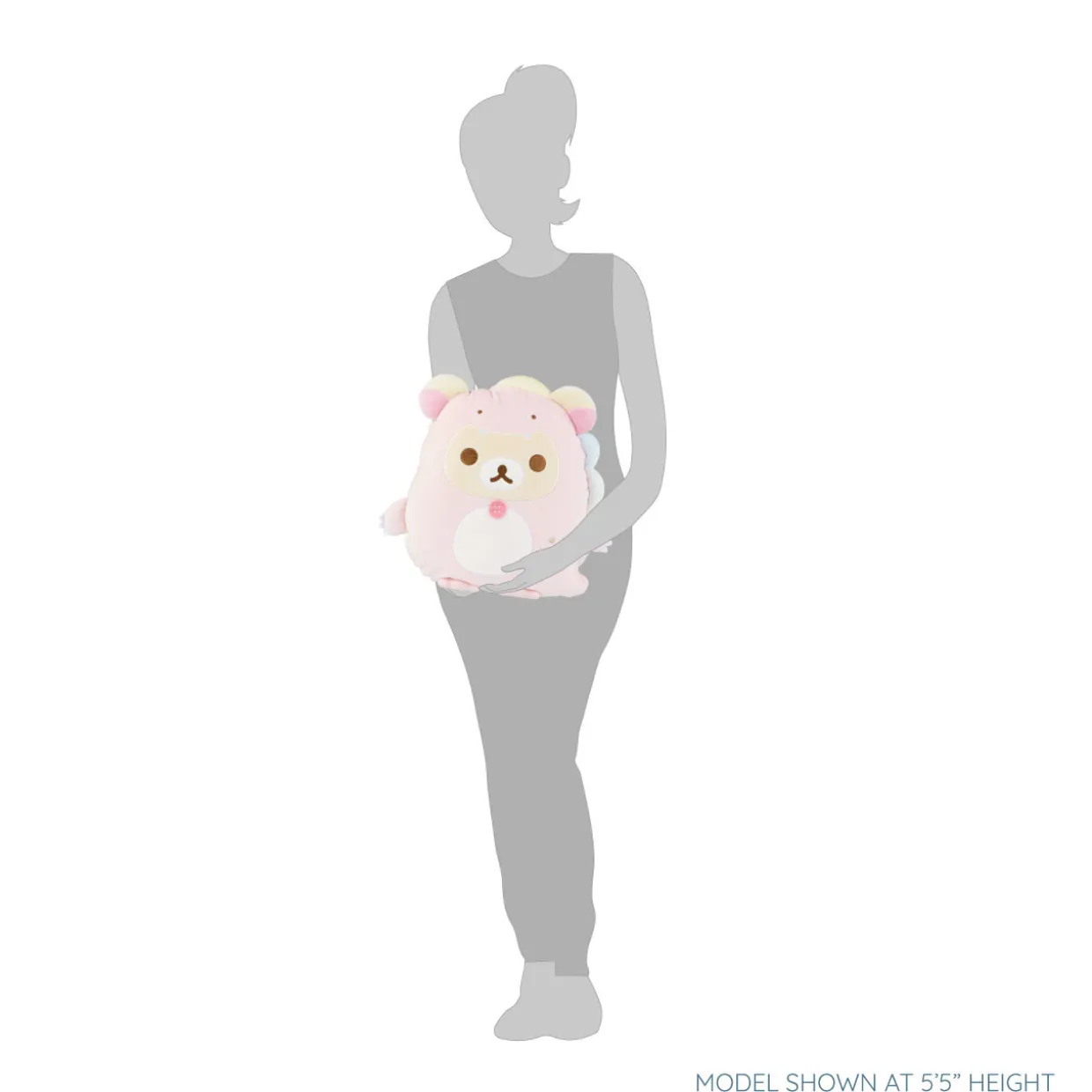 Rilakkuma Ko San-X Original Plays with Dino Flat Mochi Series Plush - Pastel Pink | Rilakkuma | Plush