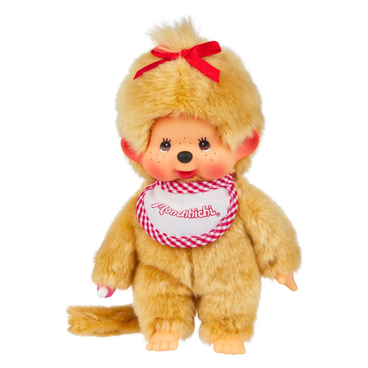 Monchhichi Sekiguchi Beige Girl With Bib - Red/White | Monchhichi | Plush
