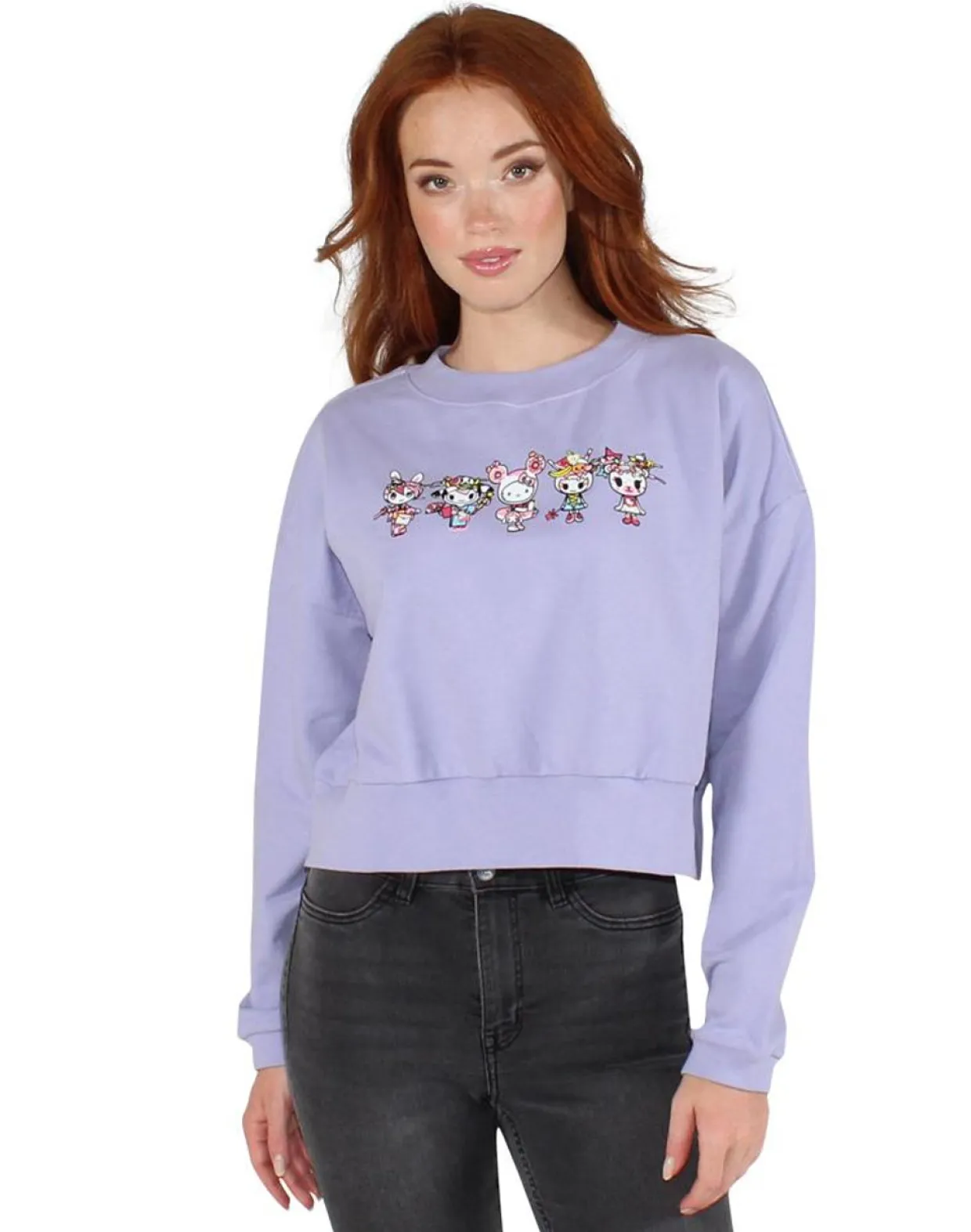 tokidoki x Hello Kitty Kawaii Line Up Cropped Pullover - Lavender | Apparel